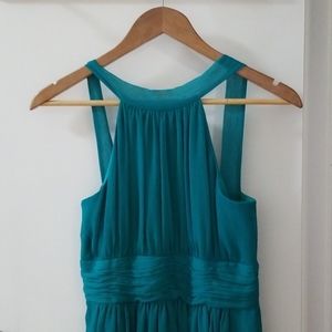 Max and Cleo teal halter chiffon dress